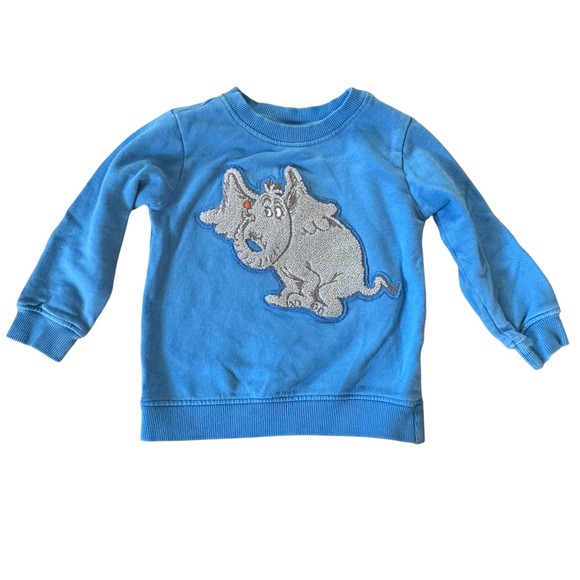 Hanna Andersson Dr. Seuss Horton Sweatshirt 3T Blue Pullover‎ Cotton Appliqué - Picture 1 of 8